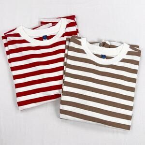 Old Navy Plus Women's Stripe Cotton Crew Neck Tee Bundle Set 4X Tan Red
